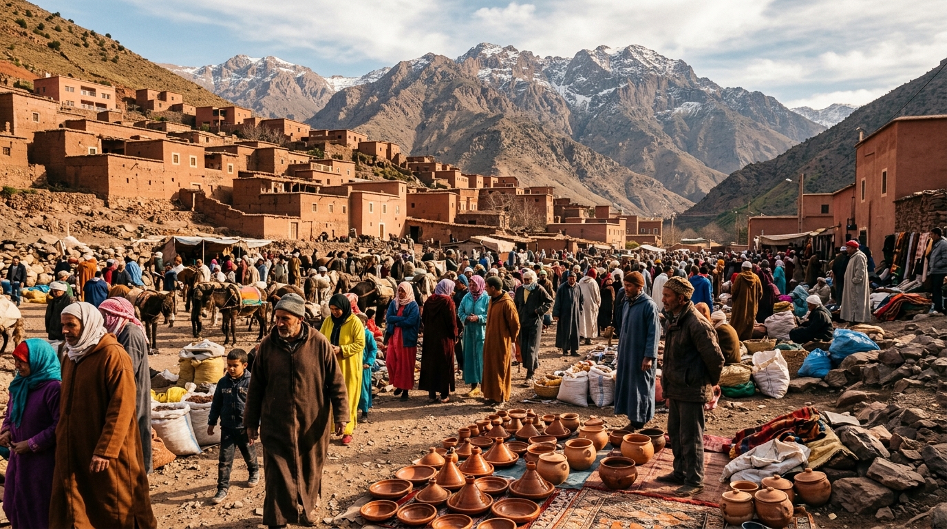 Ourika Valley Berber Market & Terracotta Village Day